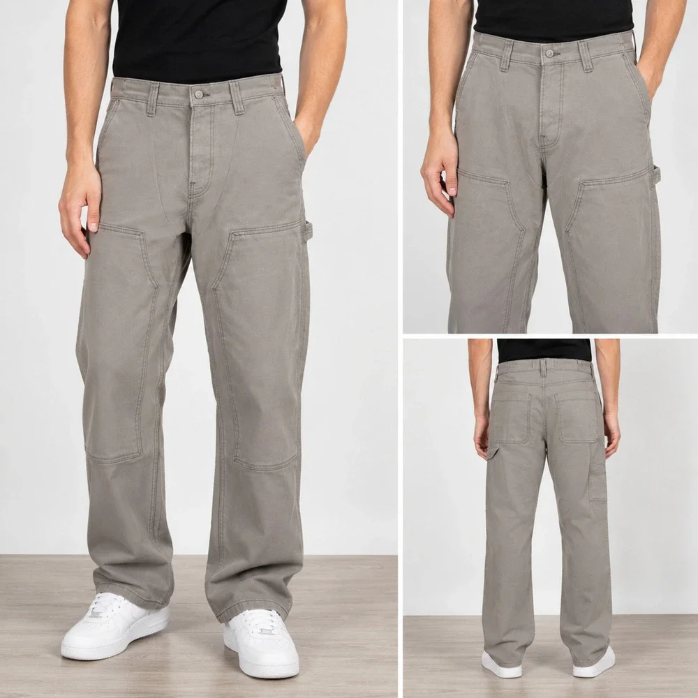 Hollister Baggy Stretch Carpenter Pants Men’s 30x30 Taupe Utility Workwear NWT